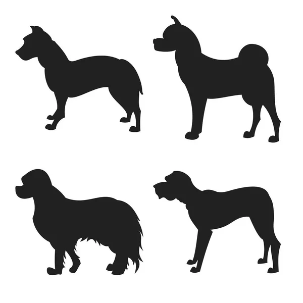 Sziluettjét kutyák csoportja — Stock Vector