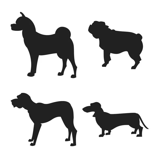 Conjunto de cães silhueta — Vetor de Stock