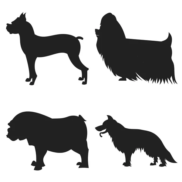 Conjunto de silueta de perros — Vector de stock