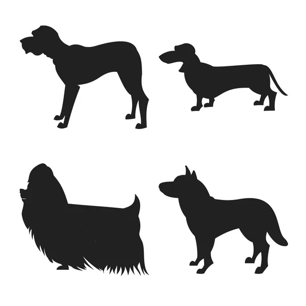 Conjunto de silueta de perros — Vector de stock