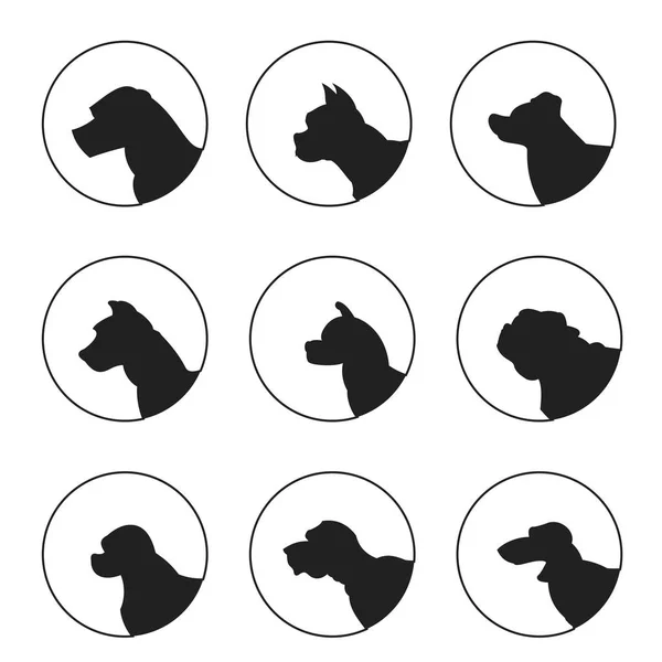 Siluet köpek kafaları kümesi