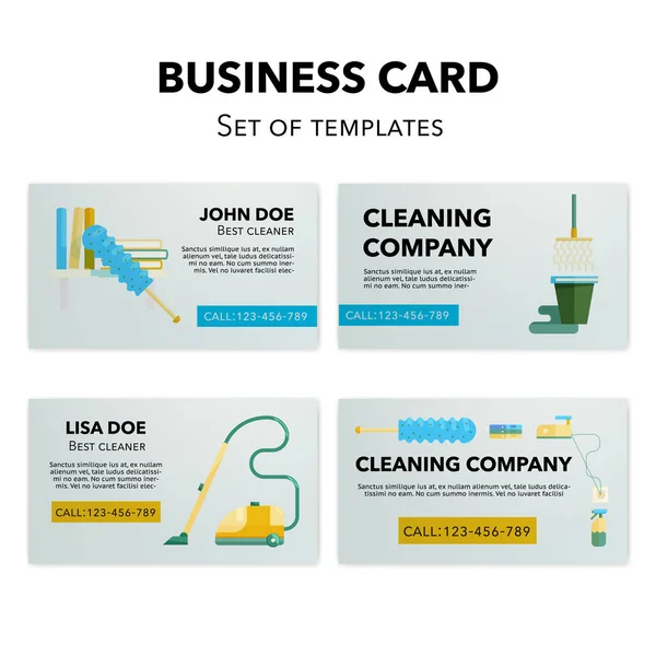 Καθαρισμός εταιρείας σετ επαγγελματικές κάρτες. — Διανυσματικό Αρχείο