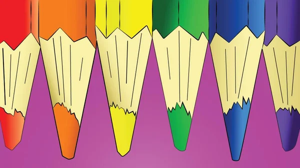 Zamknij Ilustrację Kolorowych Ołówków Widok Góry — Zdjęcie stockowe
