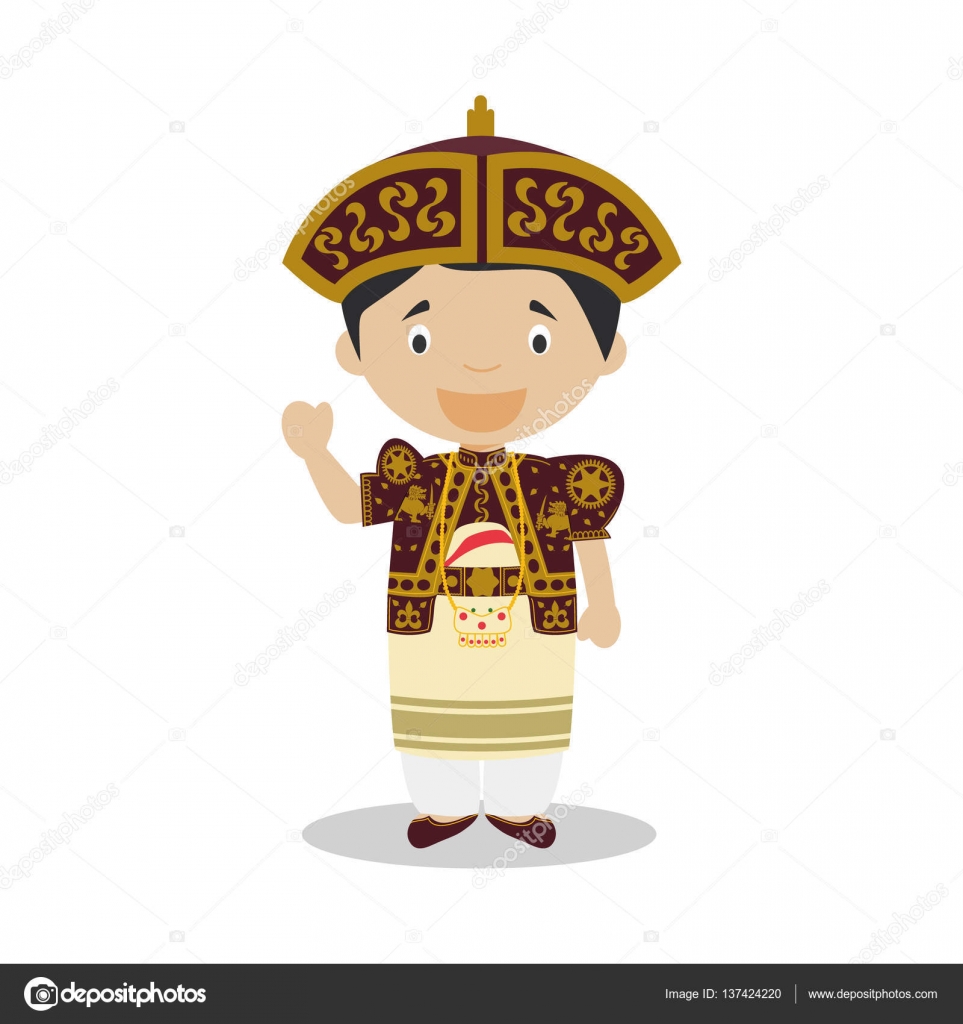 Personaje de Sri Lanka vestido de la manera tradicional de la boda Vector  Illustration. Colección Niños del Mundo . Vector de stock #137424220 de  ©asantosg, image size:963x1024