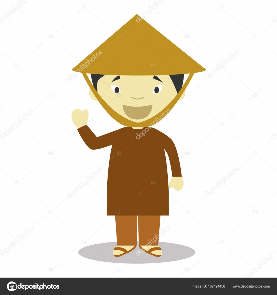 Character from Vietnam dressed in the traditional way Vector Illustration.  Kids of the World Collection. Stock Vector by ©asantosg 137424456, image size:963x1024