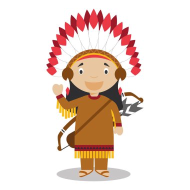 Character from United States dressed in the traditional way of the American Indians. Vector Illustration. Kids of the World Collection. clipart