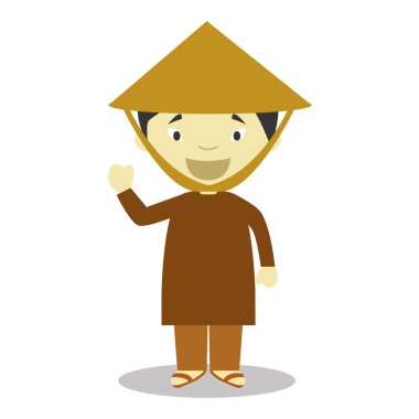 Karakter Vietnam vektör çizim geleneksel şekilde giyinmiş. Çocuklar dünya koleksiyon.