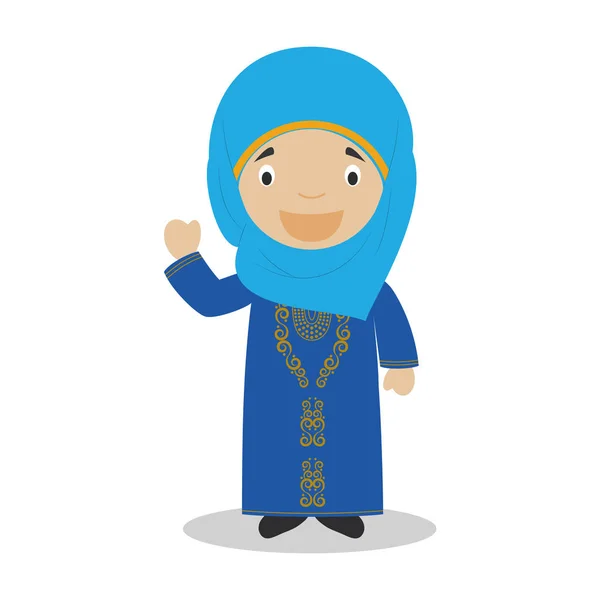 Χαρακτήρα από το Μπαχρέιν ντυμένοι με τον παραδοσιακό τρόπο εικονογράφηση φορέα. Τα παιδιά από τη συλλογή του κόσμου. — Διανυσματικό Αρχείο