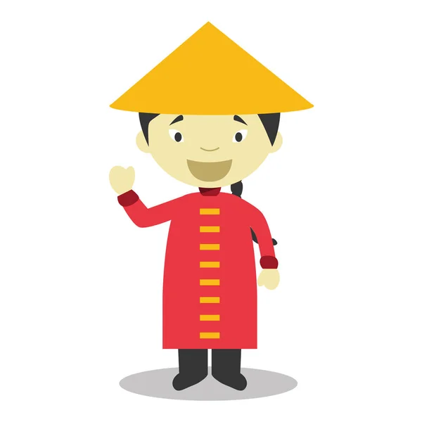 Χαρακτήρα από την Κίνα ντυμένοι με τον παραδοσιακό τρόπο εικονογράφηση φορέα. Τα παιδιά από τη συλλογή του κόσμου. — Διανυσματικό Αρχείο