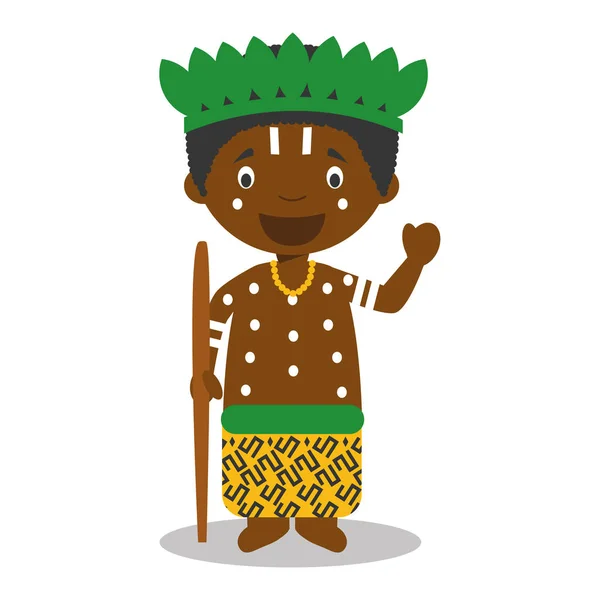 Personaje del Congo vestido de la manera tradicional Vector Illustration. Colección Niños del Mundo . — Vector de stock