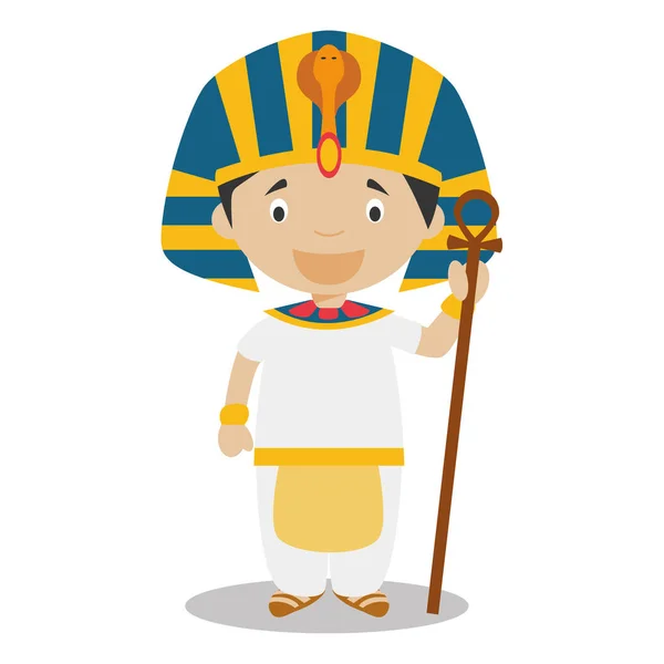 Personagem do Egito vestido da maneira tradicional como um faraó do Antigo Egito. Ilustração vetorial. Coleção Kids of the World . — Vetor de Stock