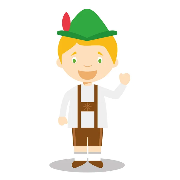 Character from Germany dressed in the traditional Bavarian way. Vector Illustration. Kids of the World Collection. — Stock Vector