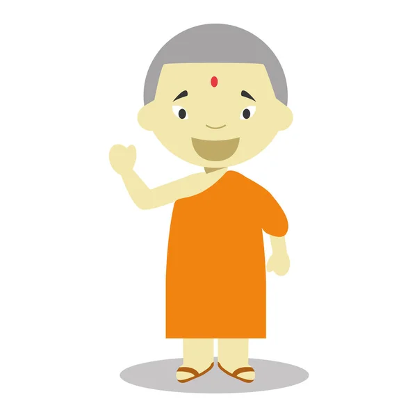 Буддийский персонаж из Непала одет традиционным образом Векторная Иллюстрация. Дети мира . — стоковый вектор