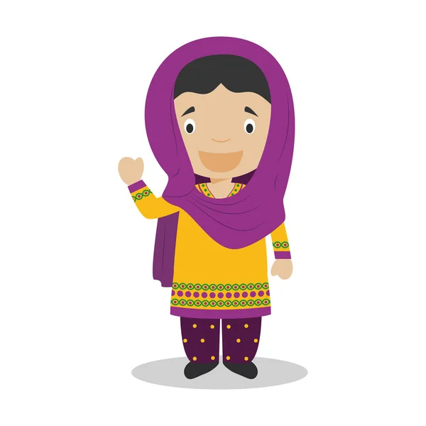 Χαρακτήρα από το Πακιστάν ντυμένοι με τον παραδοσιακό τρόπο εικονογράφηση φορέα. Τα παιδιά από τη συλλογή του κόσμου. — Διανυσματικό Αρχείο