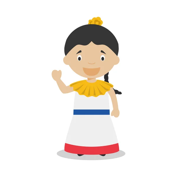 Personagem da Venezuela vestida da maneira tradicional Vector Illustration. Coleção Kids of the World . — Vetor de Stock