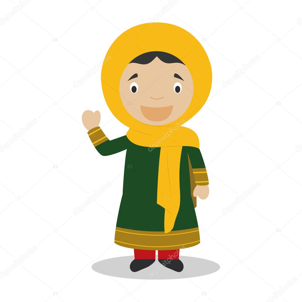 Character from Afghanistan dressed in the traditional way Vector Illustration. Kids of the World Collection.