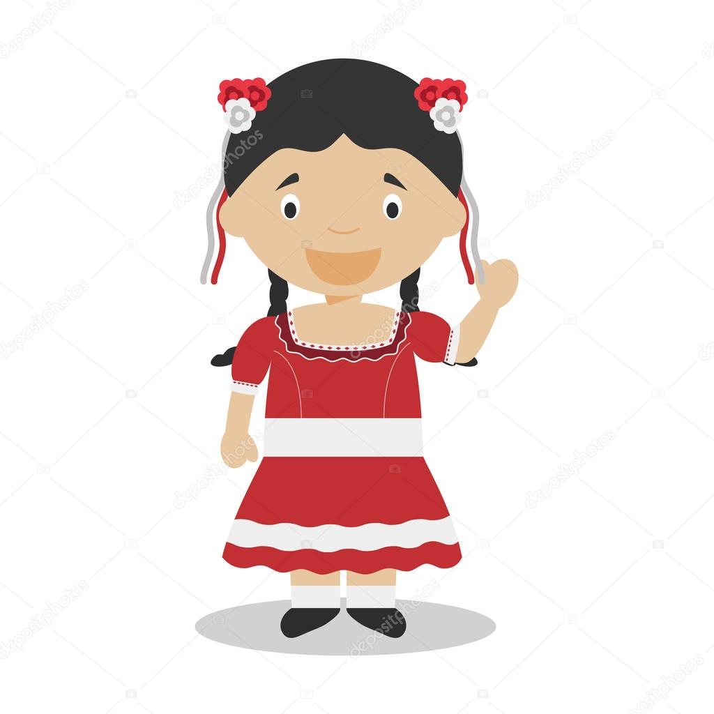 Character from Chile dressed in the traditional way Vector Illustration. Kids of the World Collection.