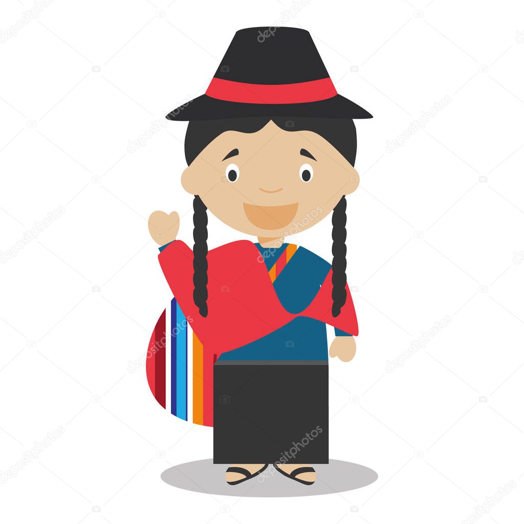 Character from Ecuador dressed in the traditional way Vector Illustration. Kids of the World Collection.