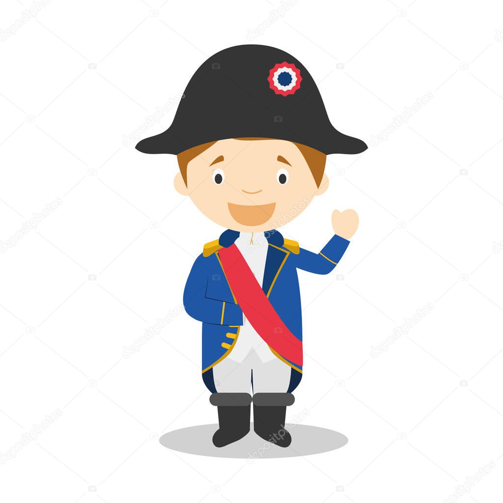 Napoleon Bonaparte cartoon character Vector Illustration. Kids Collection.