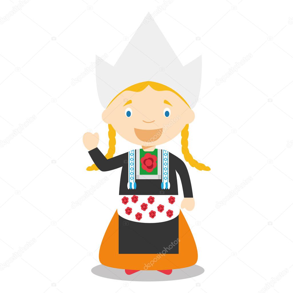Character from Holland or Netherlands dressed in the traditional way Vector Illustration. Kids of the World Collection.
