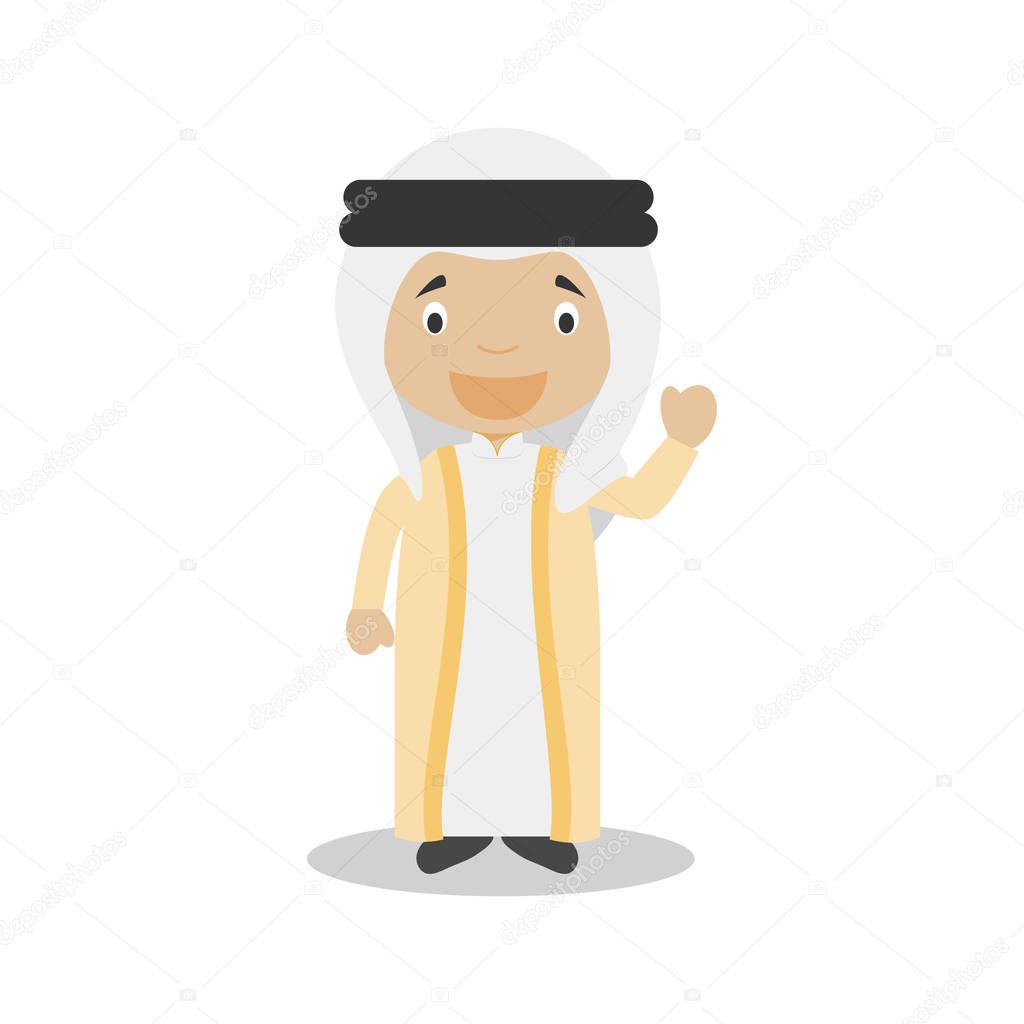 Character from United Arab Emirates dressed in the traditional way Vector Illustration. Kids of the World Collection.