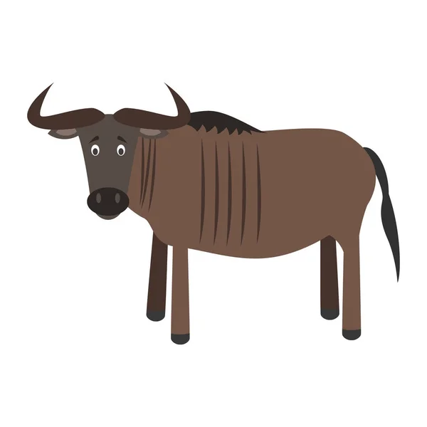 Desenhos animados bonitos wildebeest ilustração vetorial —  Vetores de Stock