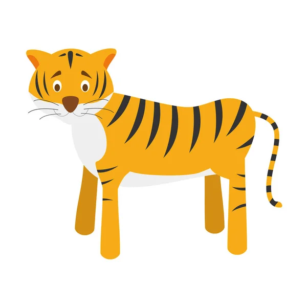 Lindo dibujo animado tigre vector ilustración — Vector de stock
