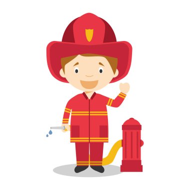 Sevimli çizgi vektör çizim bir itfaiye eri ve