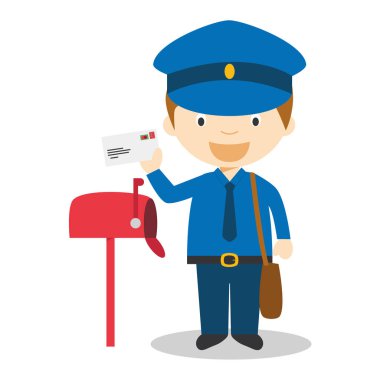 Sevimli çizgi vektör çizim bir postacı