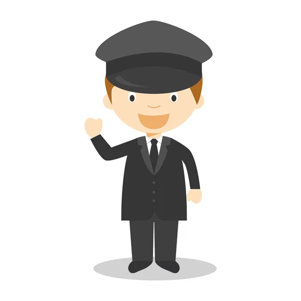 Schattige cartoon vectorillustratie van een chauffeur — Stockvector