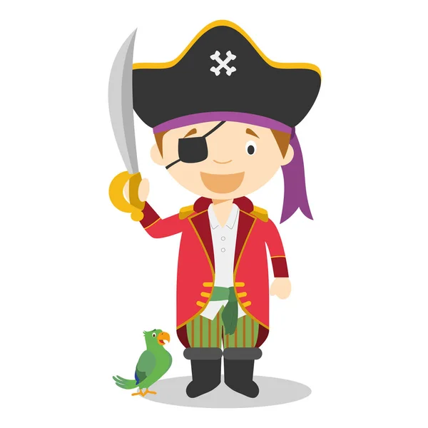 Милий мультфільм Векторні ілюстрації пірата — стоковий вектор