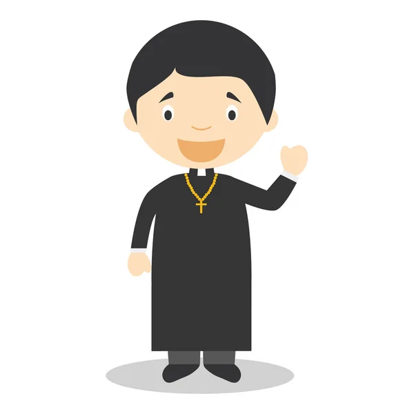 Χαριτωμένο καρτούν εικονογράφηση φορέα ενός ιερέα — Διανυσματικό Αρχείο