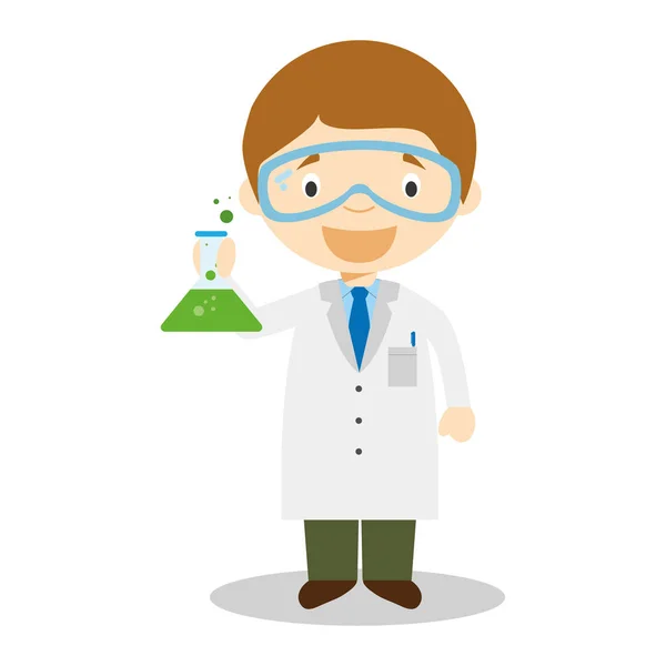 Cute cartoon vector illustration of a scientist — Stock Vector