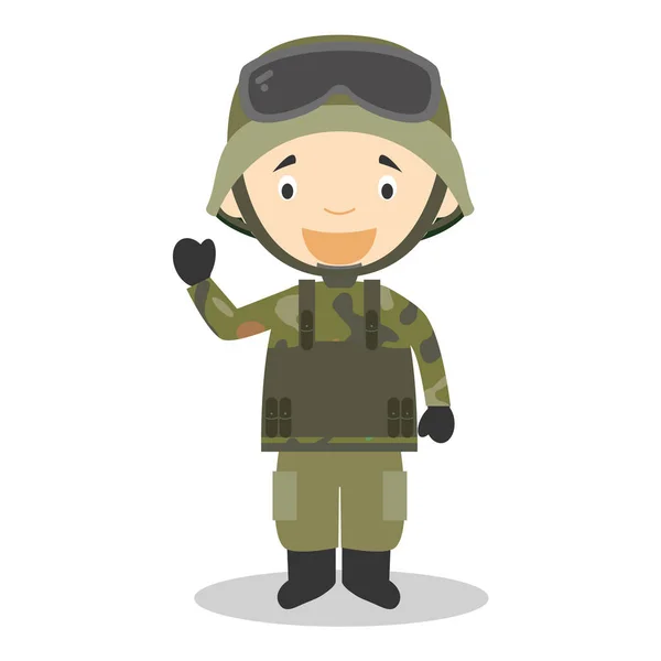 Lindo vector de dibujos animados ilustración de un soldado — Archivo Imágenes Vectoriales