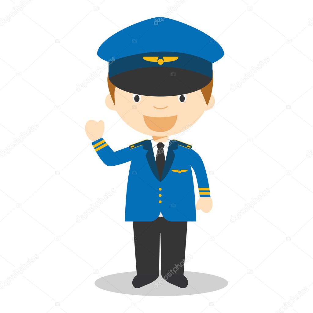 Cute cartoon vector illustration of a pilot