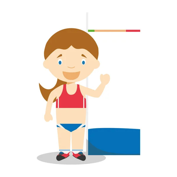 Ilustraciones de vectores de dibujos animados deportivos: High Jump (femenino) ) — Archivo Imágenes Vectoriales