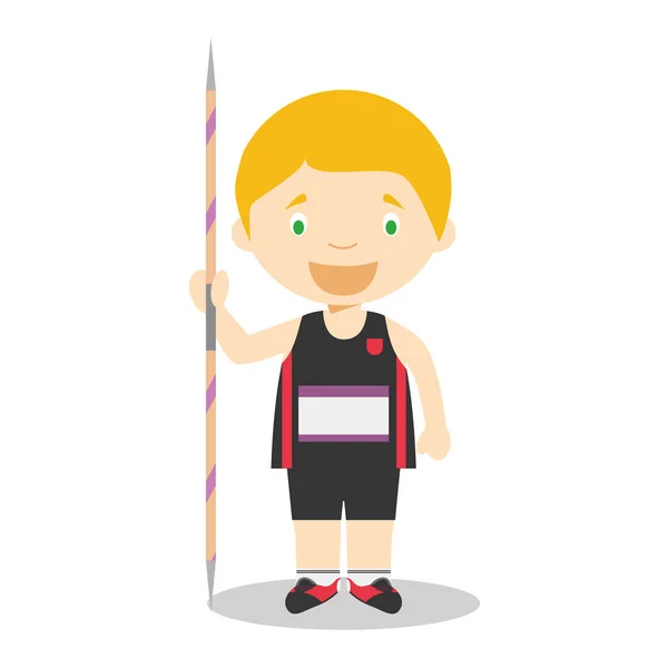 Ilustraciones de vectores de dibujos animados deportivos: Javelin Throw — Archivo Imágenes Vectoriales