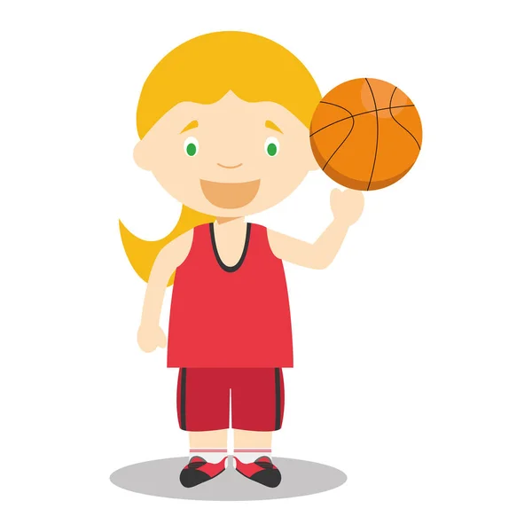 Ilustraciones de vectores de dibujos animados deportivos: Baloncesto (femenino ) — Archivo Imágenes Vectoriales