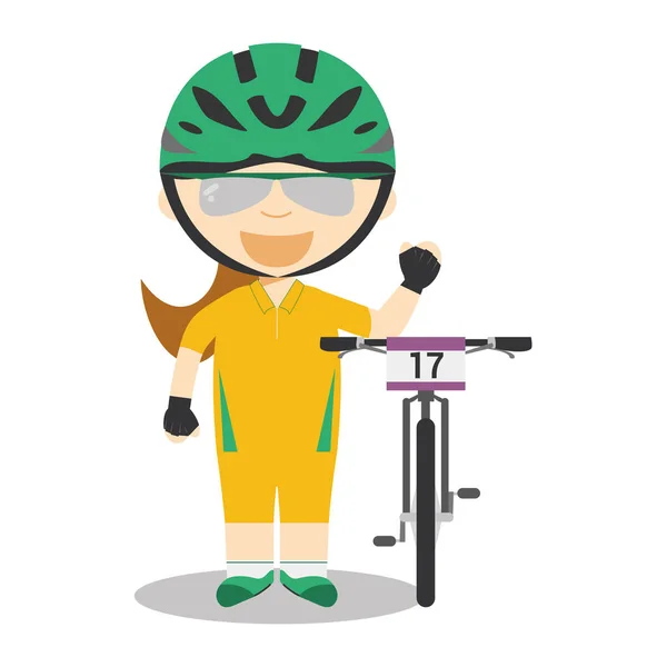 Sporturi desene animate ilustrații vectoriale: Mountain Bike (MTB) (femeie ) — Vector de stoc