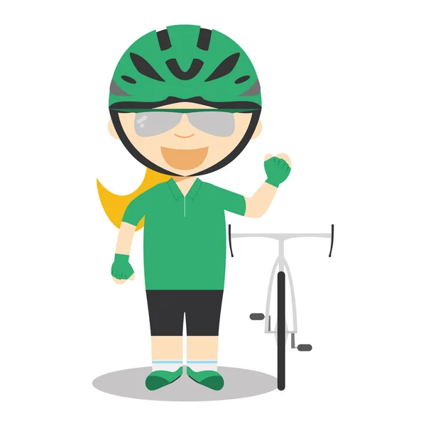 Sport desene animate ilustrații vectoriale: Ciclism rutier (femeie ) — Vector de stoc