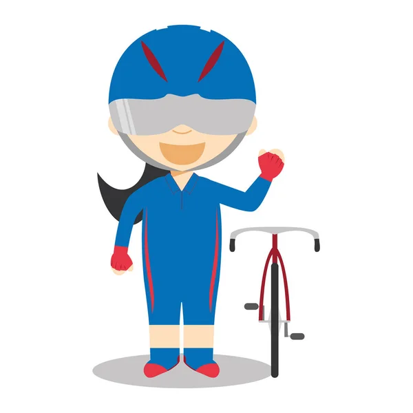 Sporturi desene animate ilustrații vectoriale: Track Cycling (femeie ) — Vector de stoc