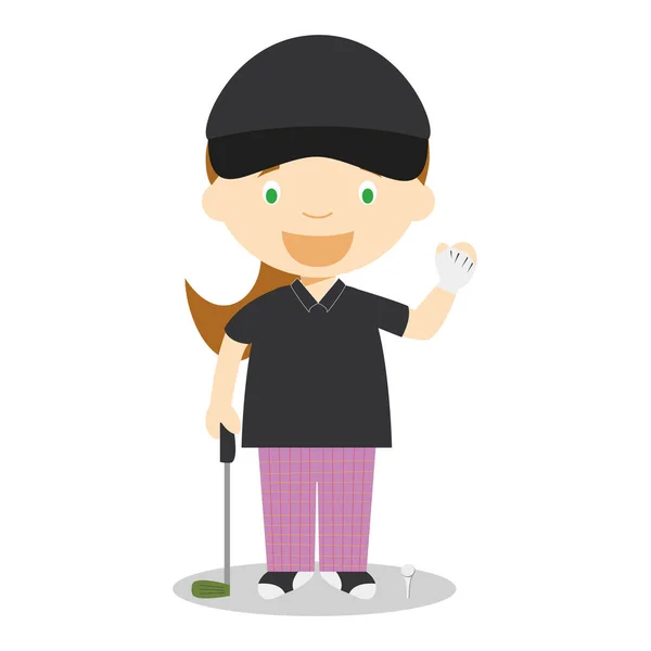 Sport tekenfilm vectorillustraties: Golf (vrouw) — Stockvector