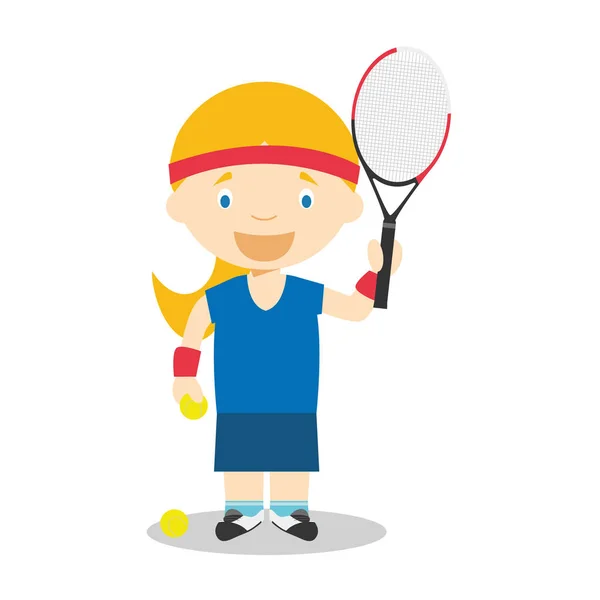 Sportowe kreskówka ilustracje wektorowe: Tenis (kobieta) — Wektor stockowy