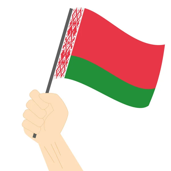 Сторони-Холдинг і підвищення Національний прапор Білорусі — стоковий вектор