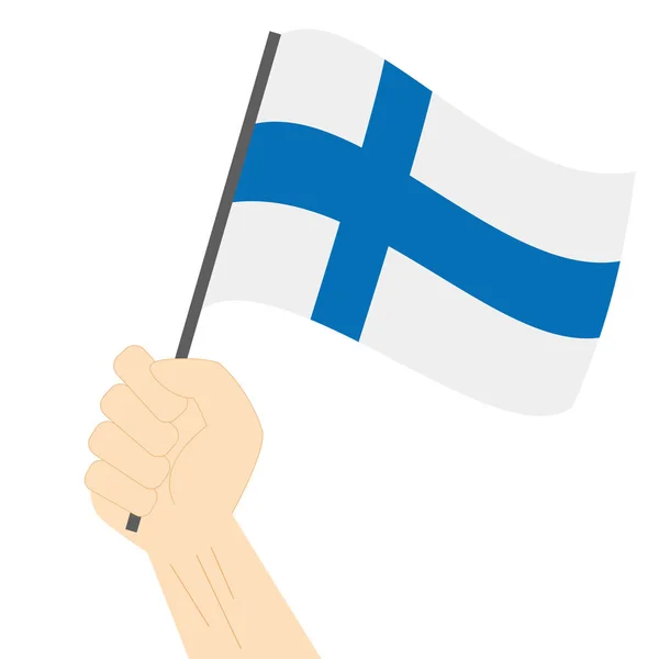 Sostener y izar la bandera nacional de Finlandia — Archivo Imágenes Vectoriales