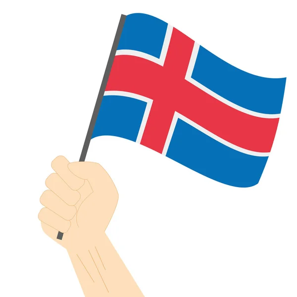 Sostener y izar la bandera nacional de Islandia — Archivo Imágenes Vectoriales