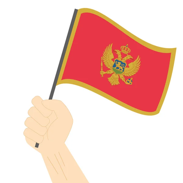 手の保有物およびモンテネグロの国旗掲揚 — ストックベクタ