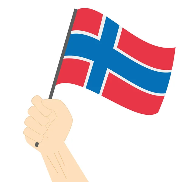 Sostener y izar la bandera nacional de Noruega — Archivo Imágenes Vectoriales