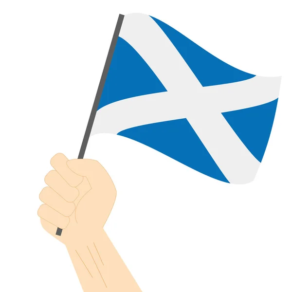 Сторони-Холдинг і підвищення Національний прапор Шотландії — стоковий вектор