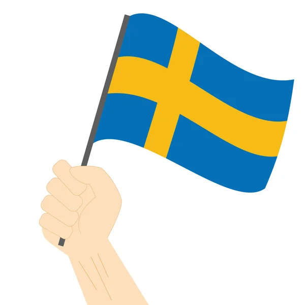 Sostener y izar la bandera nacional de Suecia — Archivo Imágenes Vectoriales